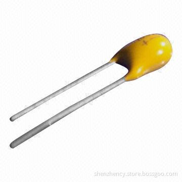 0.33uf 50V DIP Tantalum Capacitor, Resin-coated, Radial-lead, RoHS Directive-compliant
